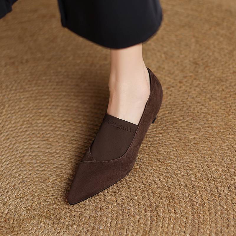 

Krazing Pot Обувь из овчины замши Осень Зима Туфли Стилет Средний каблук Размер 43 Размер 42 Острый носок Глубокие лодочки 39 коричневый