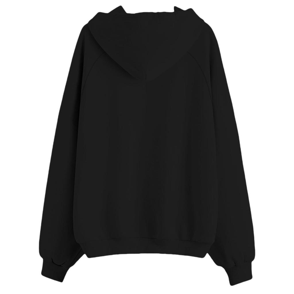 Women's Fashionable Loose Casual Cardigan Button Drawstring Hooded Sweatshirt