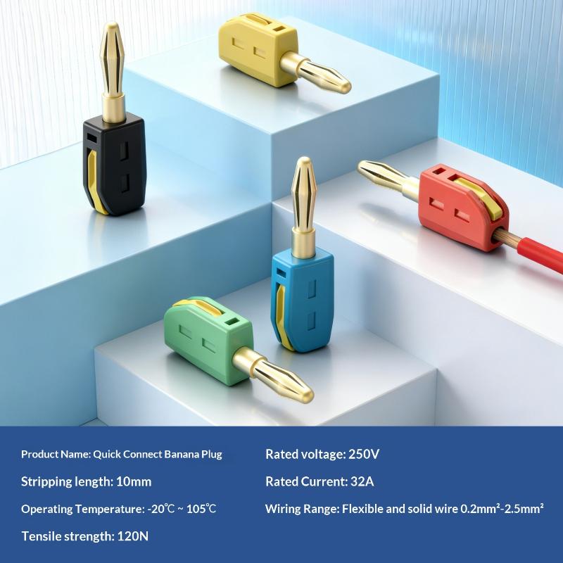 32A 3/4Mm Banana Plug Solderless Quick Connect High Current Gold-Plated Banana Connectors Audio Copper Speakers Amplifier