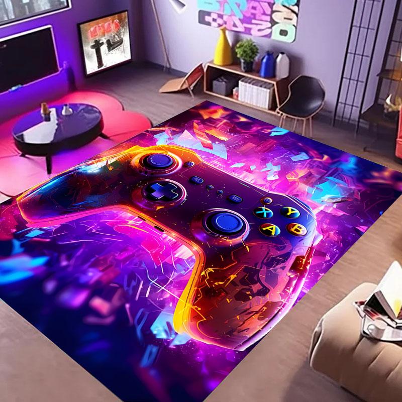 HD Home Area Gamer Rugs with Game Controller Design,Non Slip Floor Mats for Kids, Carpet for Decor Living Bed Playrooms Kitchen