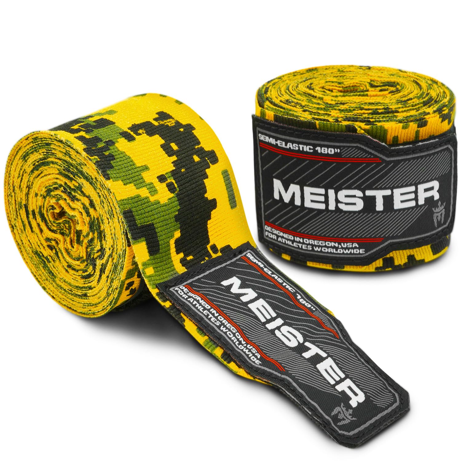 

Meister Adult Hand Wraps for MMA Boxing Army Camo 180 (457cm) Semi-Elastic & (Pair) -