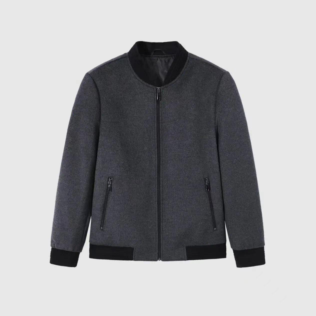 

Мужская осенняя куртка из 100% чистой шерсти с воротником-стойкой и бейсбольным воротником: Стильный, Жесткий и Простой Дизайн. 48 глубокий/серый