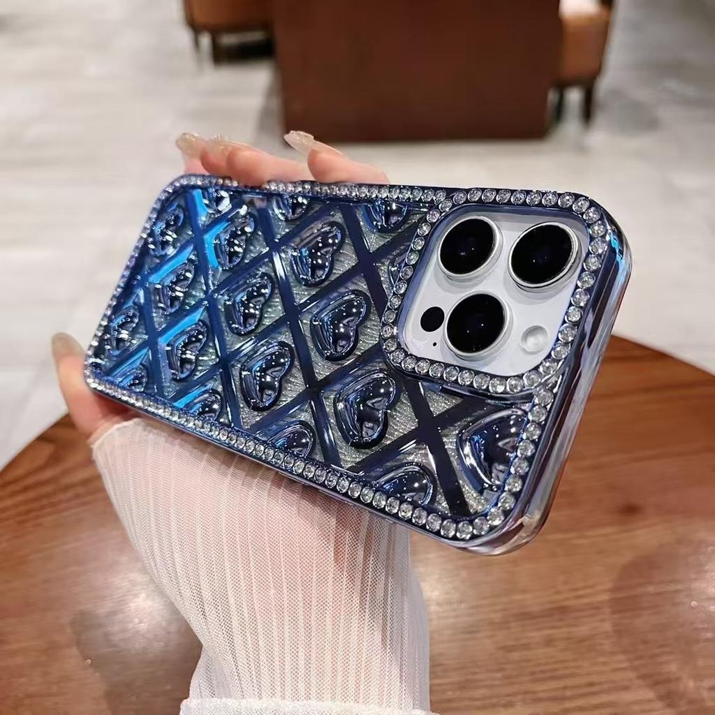 Diamond-inlaid Love Gradient Powder Suitable for Apple 16promax Mobile Phone Case New IPhone 15 Luxury Women 14