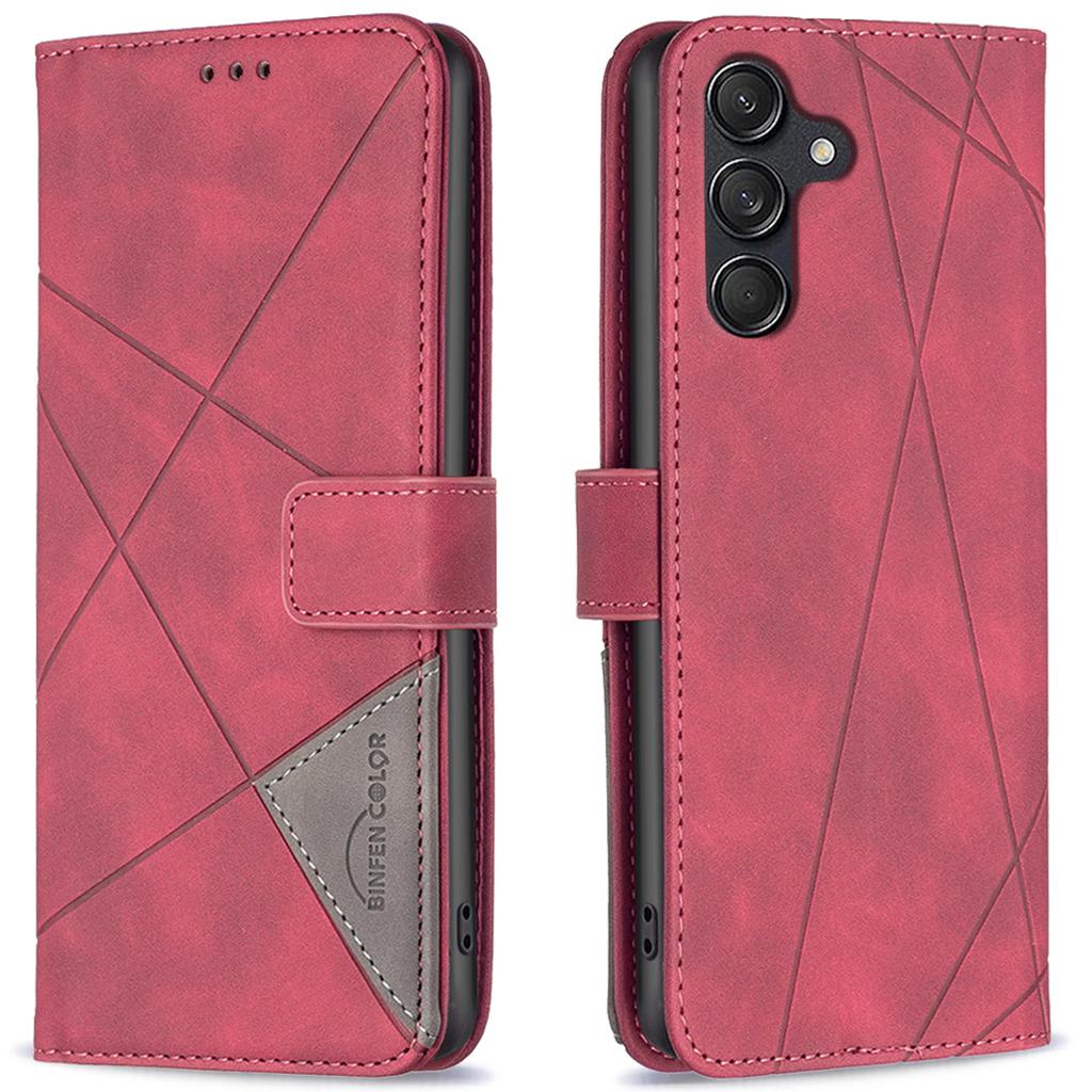 BINFEN COLOR For Samsung Galaxy M55 5G/C55 5G/F55 5G Phone Cases Wallet Stand Geometry Imprinted Leather Cover