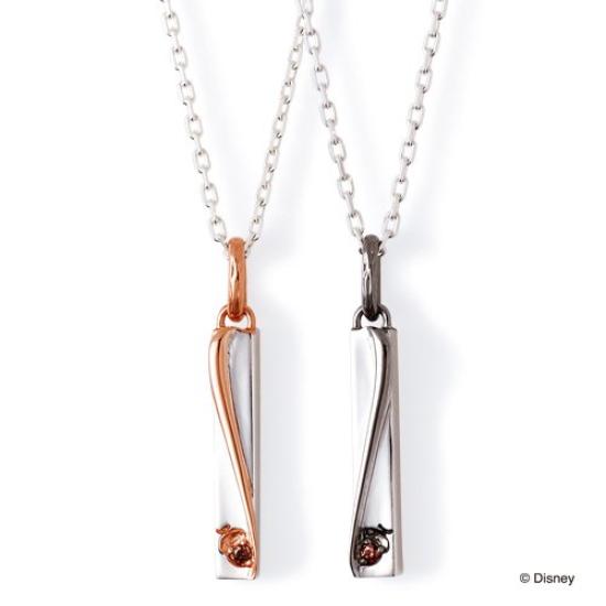 THE KISS Disney Chip & Dale Silver Pair Necklaces Set of 2 DI-SN709CB-710CB - Matching Jewelry for Couples, Proposal Gift, Bag & Box