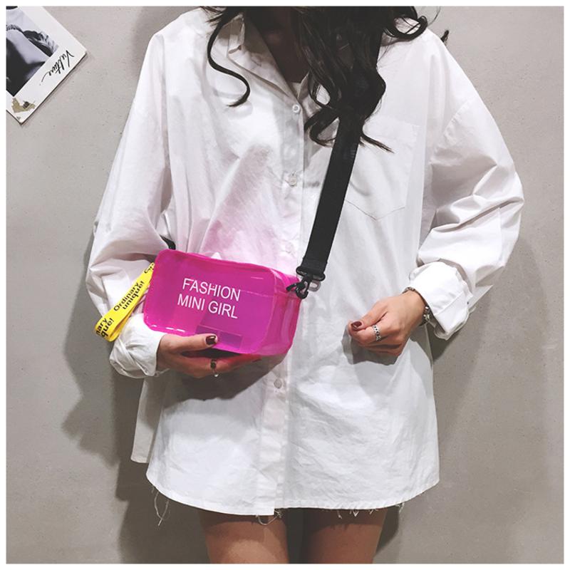 Women Fashion Clear Sweet Purses Candy Color Messenger Bag Crossbody Bags Shoulder Bag Transparent Jelly Bag