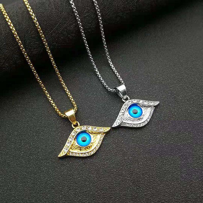 Europe, America, Jewelry, Gold-plated Diamonds, Turkish Blue Eye Pendant Necklace 2026