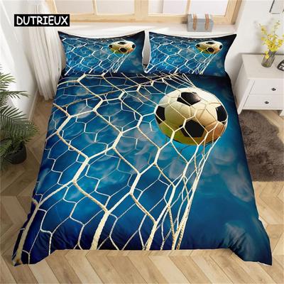 Juego de Cama Microfibra Tema Deportivo Colcha Cubrecama Campo de Fútbol Funda Nórdica Doble o Individual Funda Nórdica de Fútbol Dormitorio