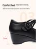 Women's Soft Sole Wedge Heel Cheongsam Shoes - Comfortable Leather for Middle-Aged & Elderly