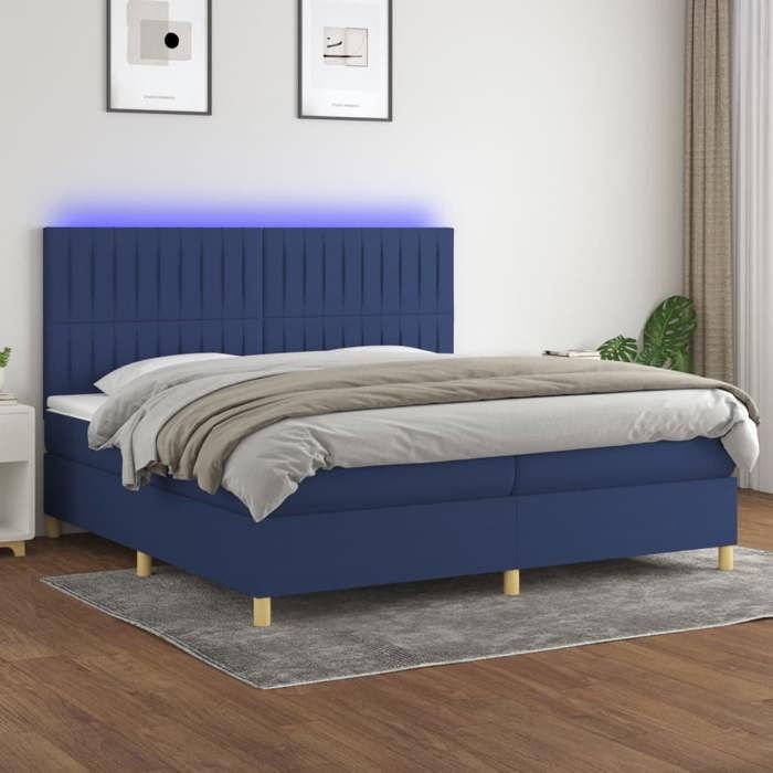 VidaXL Bed Slatted Base with Mattress and LED, Upholstered Bed with Headboard, Double Bed, Adult Bedroom Bed, 3135627