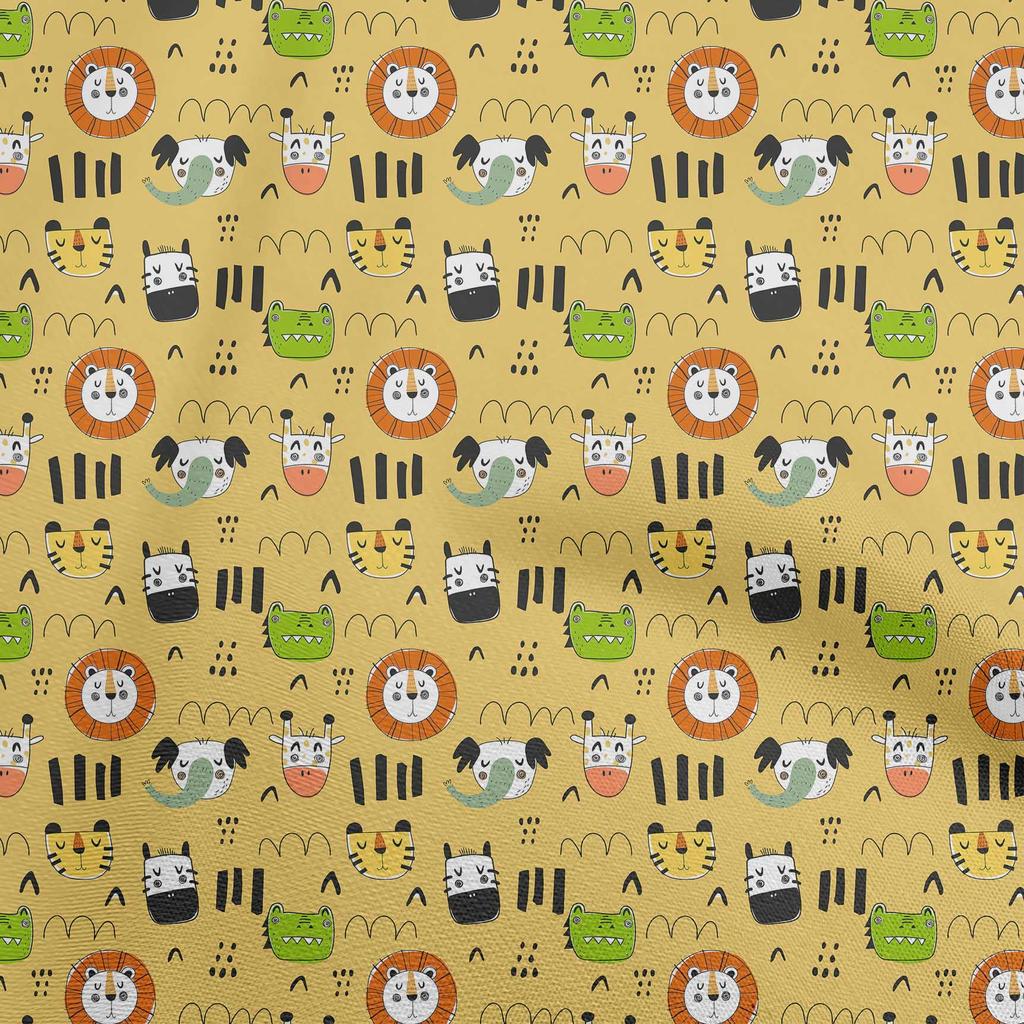 oneOone Cotton Flex Brown Fabric Kids Animal Quilting Supplies Print Sewing Fabric by The Yard 40 Inch