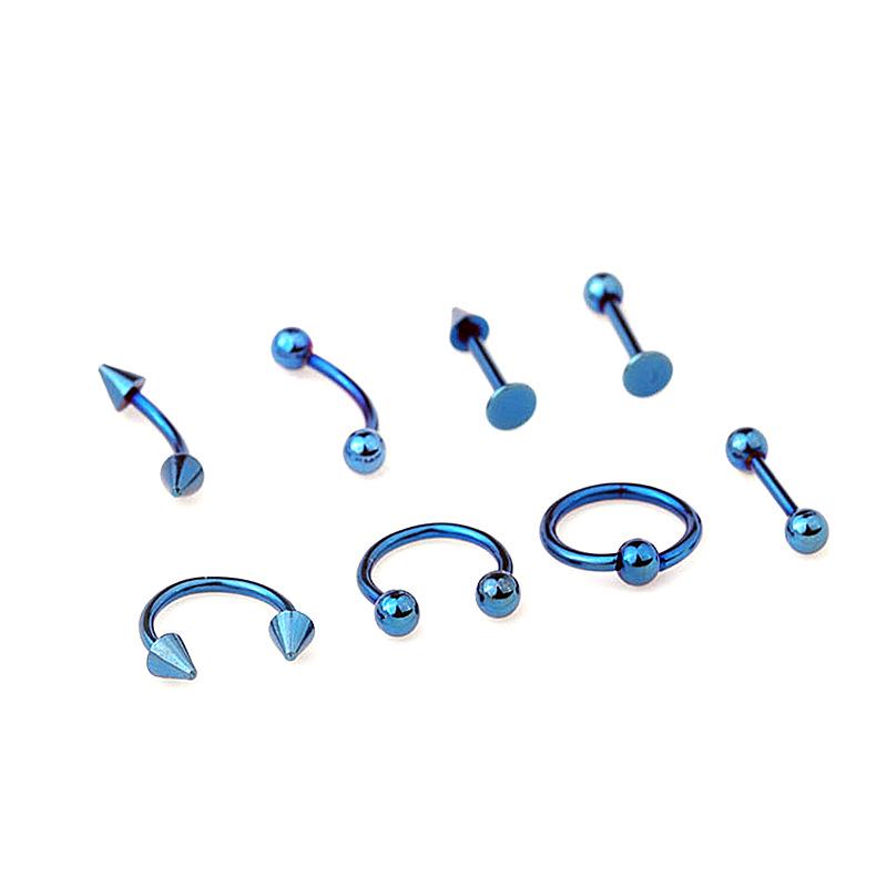 8-Style Stainless Steel Body Piercing Jewelry Set: Tongue, Lip, Eyebrow, Nose