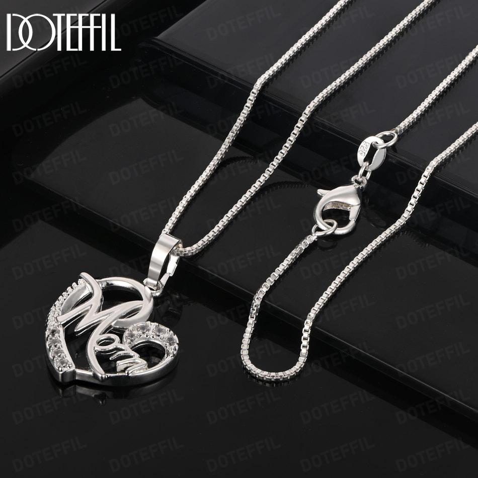 925 Sterling Silver AAA Zircon Heart Pendant Necklace Fashion Jewelry