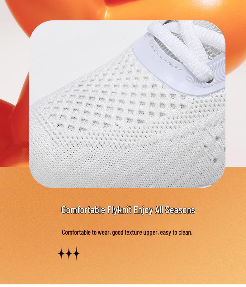 Women's Autumn Flyknit Thick Sole Casual Running Shoes - Breathable Mesh, Large Size, Comfortable Sport Sneakers for Mom