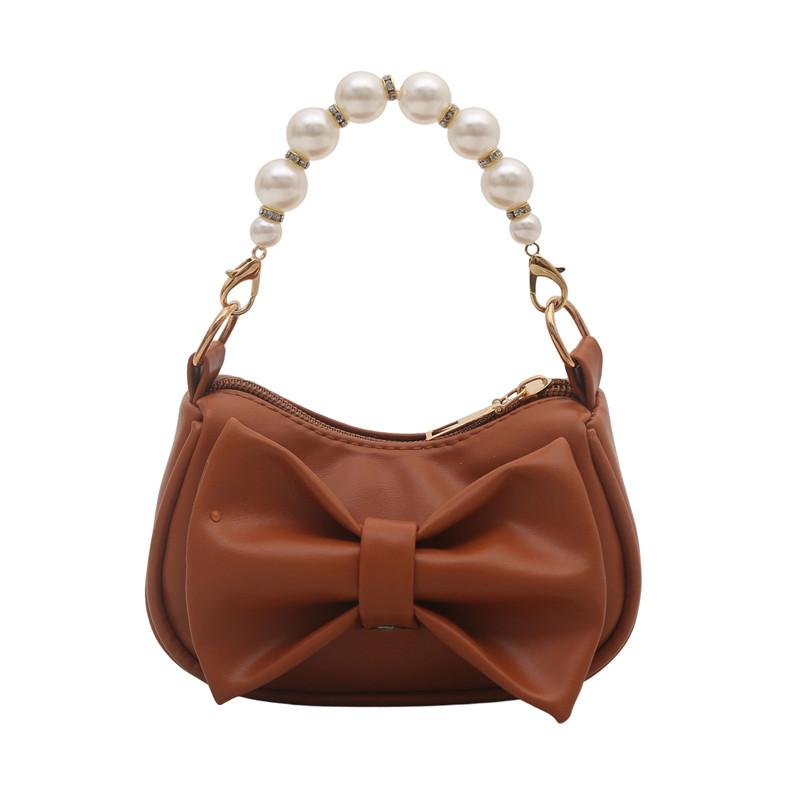 Bow Mini Handbag Fashionable and Versatile Mini Bag New Korean Version Pearl Bow Bags Casual Handbag Exquisite Zipper Cute Bag