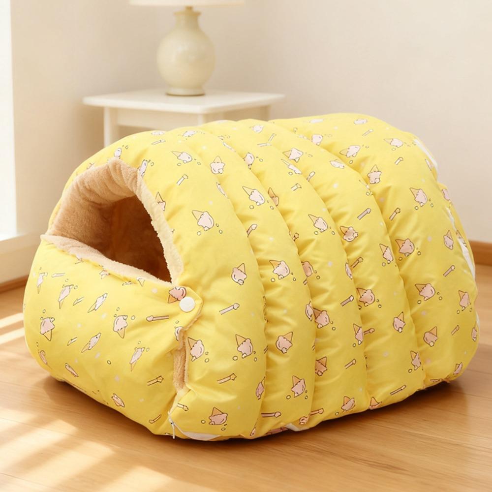 New Checkered Cat Bed Thicken Cotton Multi-size Closed Dog Litter Warm and Cozy Washable Winter Cat Litter Home Decoration