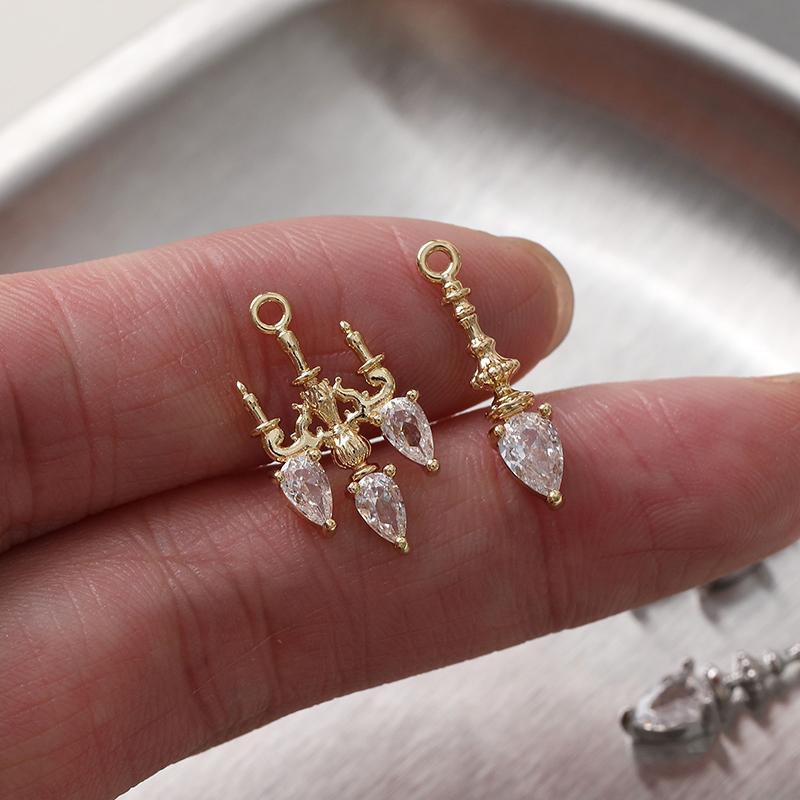 2Pcs Dainty Crystal Chandelier Shaped Pendant Charms For Diy Jewelry Findings Making Eardrop Supplies Accessories