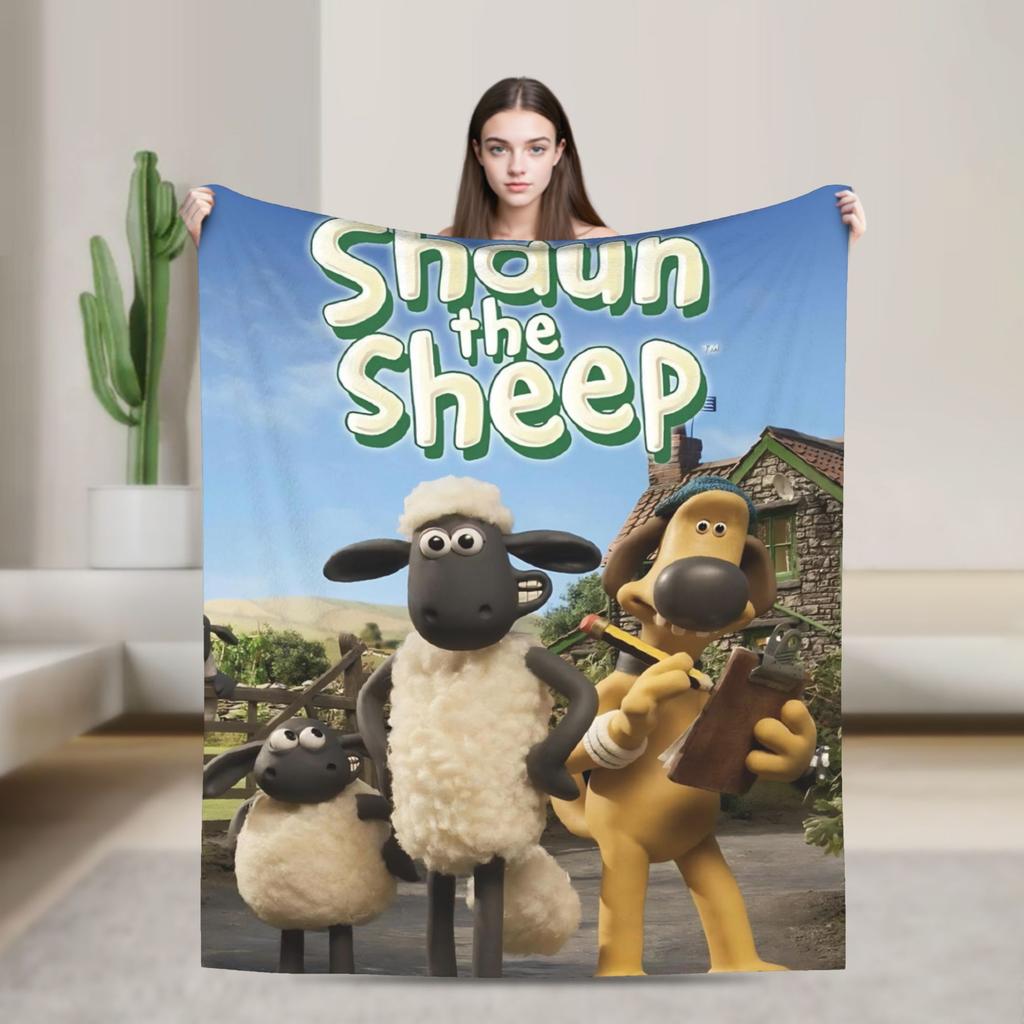 Coperte Calde Morbide di Pecora Shaun Coperta Plaid Peluche da Campeggio Copriletto in Flanella Novità per Soggiorno Copri Divano Letto