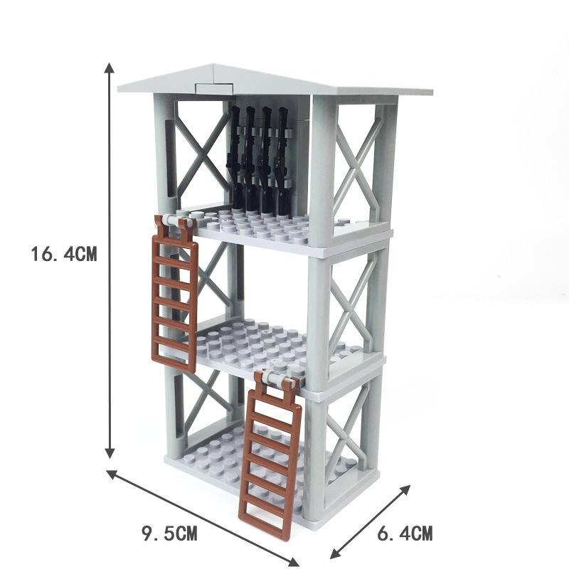Military-themed Children's Building Block Set : Watchtower Defense Tower, Outpost Platform, MOC Assembly Kits-perfect Boy's Gift Present