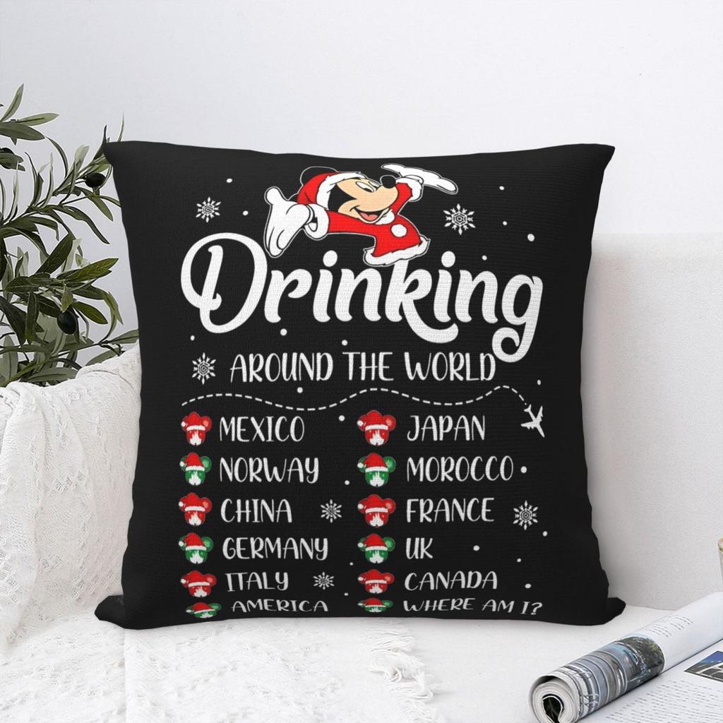 Kawaii Mickey Mouse Christmas Pillowcase Double-sided Printing Cushion Cover Decorations Pillow Case Cover Home Square 18''