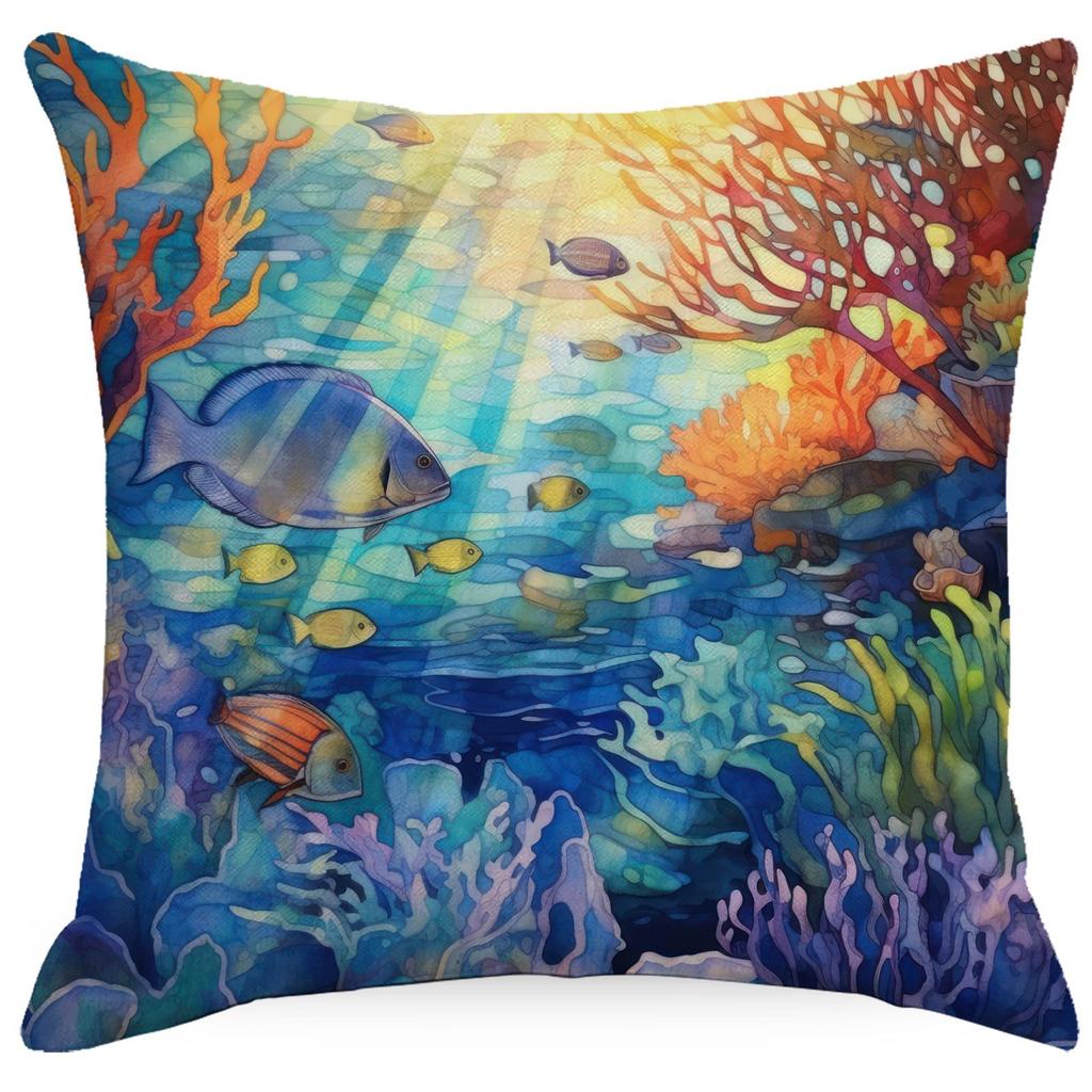 Colorful Marine Life Shell Pillowcase Summer Holiday Beach Hotel Decorative Cushion Cover
