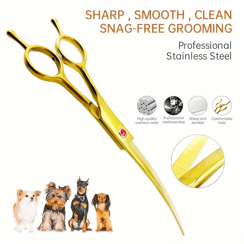 Pet Grooming Scissors, Curved Scissors for Dogs, Professional Dog Hair Scissors for Both Left and Right-Handed Use.