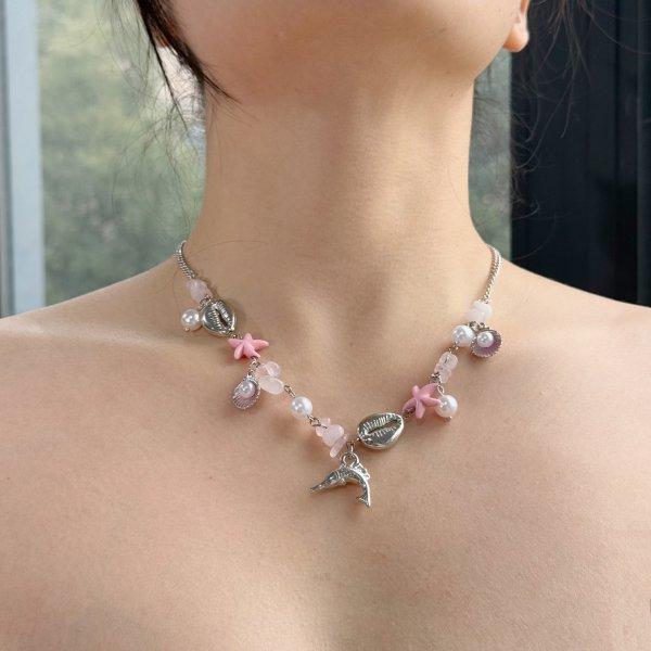 Bohemian Beach Shell Conch Beaded Necklace for Women Ocean Style Seashell Starfish Dolphin Pendant Choker Summer Party Zircon