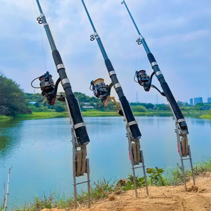 Double Spring Fishing Rod Holder Stainless Steel Fishing Rod Holder Fishing Rod Stand Ground Support Ground Rod Holder