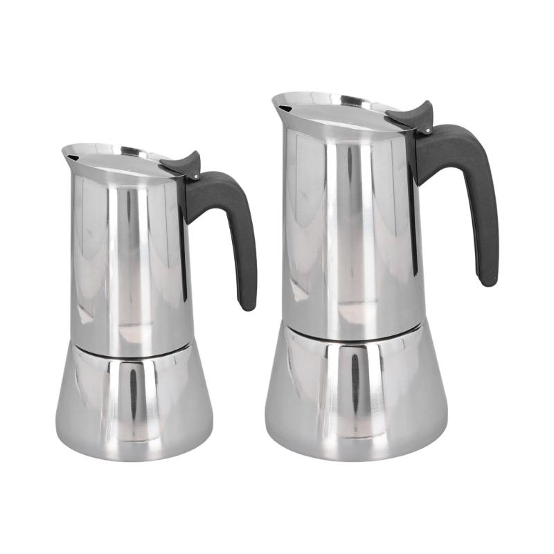 Compact Stovetop Coffee Maker 2/4 Cups with Ergonomic Designs for Gas Electric Induction Cooktops Portable and Durable
