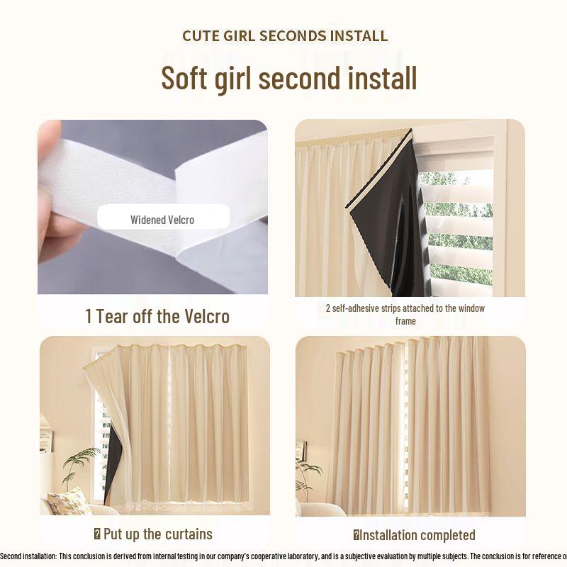 Fresh Style Magic Tape Full Blackout Curtains – No-Drill, Easy Stick-On Sunshade for Bedrooms