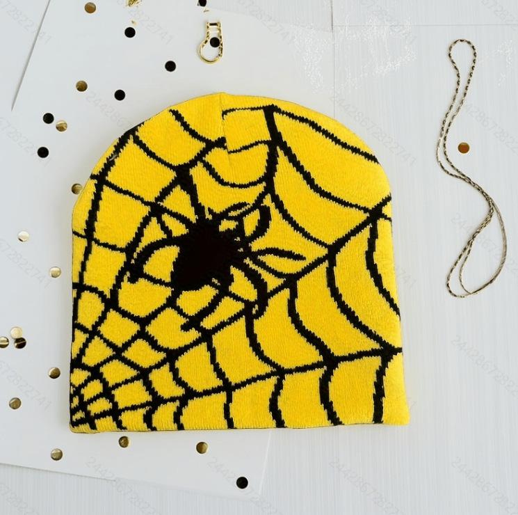 Y2K Gothic Spider Pattern Wool Acrylic Knitted Hat Women Beanie Winter Warm Beanies Grunge Hip Hop Casual Skullies Outdoor Cap