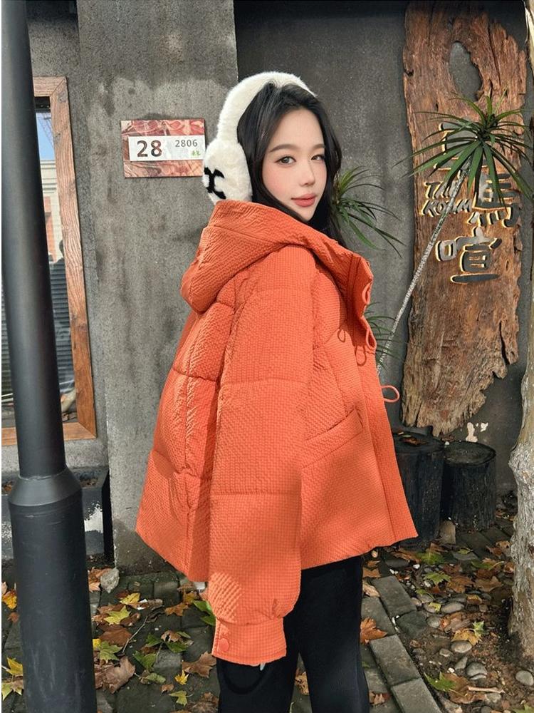 Damen Kurze Kapuzen-Winddichte Verdickte Warme Winterjacke mit Raglanärmeln