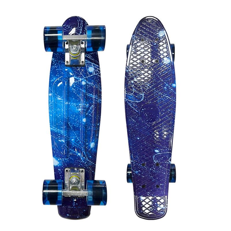 Colorful Children's Kick Skateboard - Fish Type Plastic, Four Wheels, for Street Surfing and Commuting
