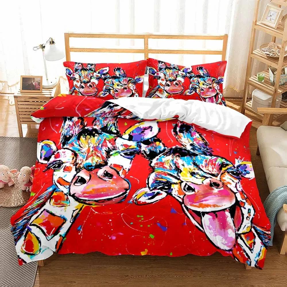 

Comforter Watercolor Animals Insects Girl Set Full 100% Quality Super Soft Comfortable Cotton Bedding Set Butterfly Deer Dog Comforter (quilt)-EU Single(135*200cm)3pcs