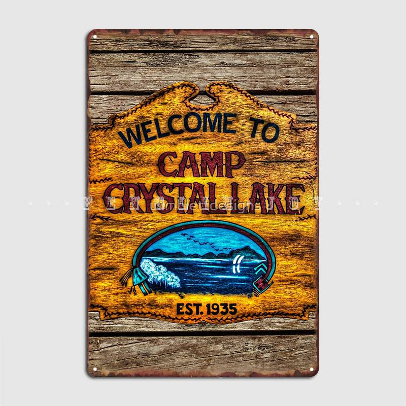 Camp Crystal Lake Metal Sign Garage Decoration Pub Garage Wall Mural Classic Tin Sign Poster 20x30cm