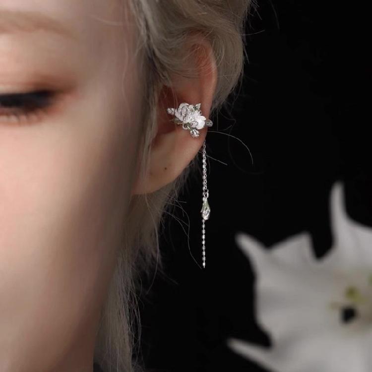 Clip On Earrings Asymmetrics Jasmine Ear Cuff Sturdy Alloy Jewelry Portable Fringe for Formal Event