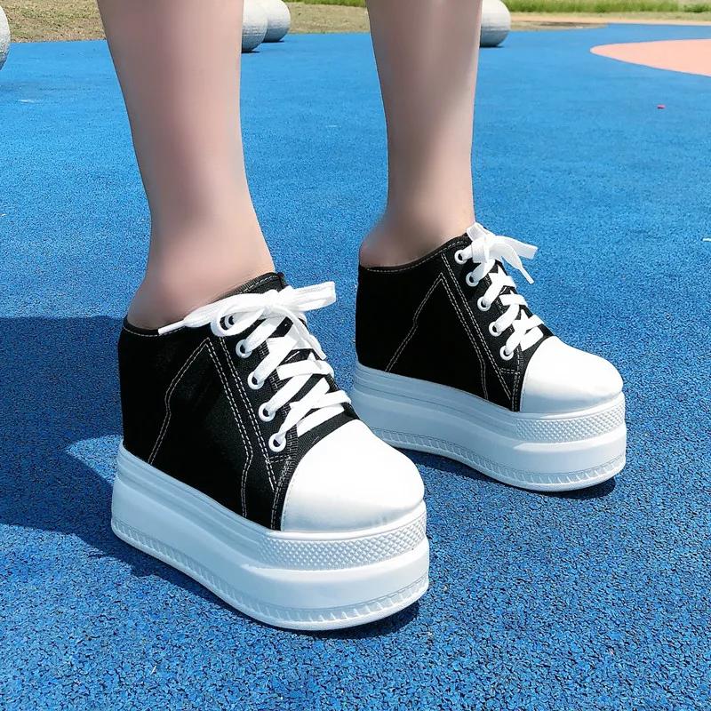 Fashion Women's slippers Thick-soled sponge cake summer wear fashion 2024 new wedge heel flip flops, high heel inside high slippers 13CM