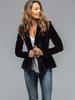 Versatile Velvet Blazer for Women, Retro Style Long Sleeve Outerwear Jacket with Pockets