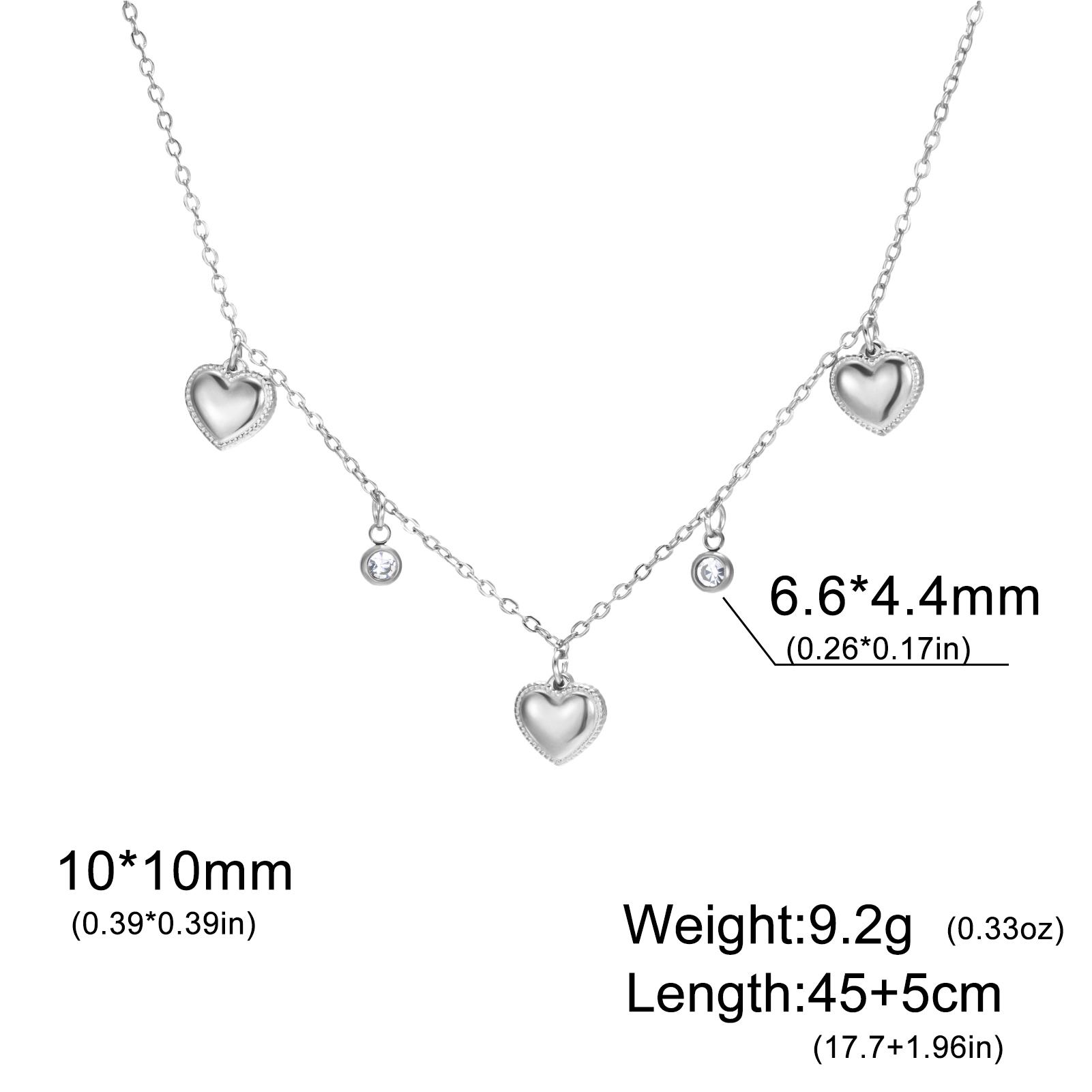 

Teamer Mini Loveheart And Zircon Charms Pendant Necklace For Women Romantic Sweet Stainless Steel Choker For Women Jewelry Gift 50cm