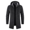 Cardigan da uomo taglia forte autunnale e invernale con cappuccio e zip, imbottito e ispessito, maglia a maniche lunghe