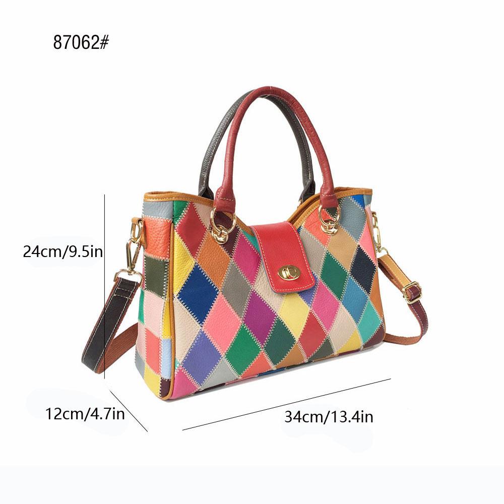 Damentasche Leder Rautensteppung Schulter-Umhängetasche Windfarbe Rindsleder Handtasche