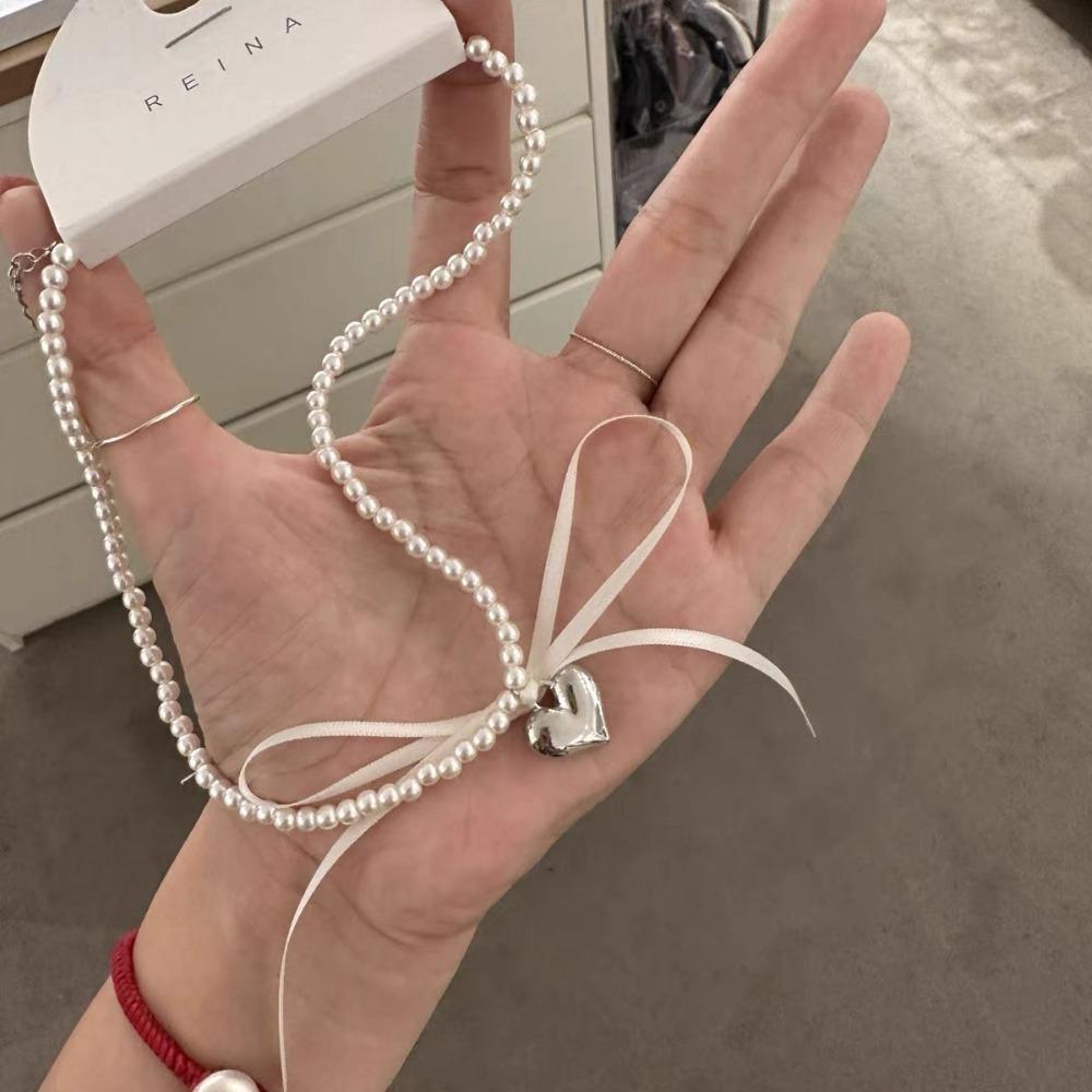 Heart Bow Choker Ribbon Jewelry Gift Trend Pendant Necklace  Women