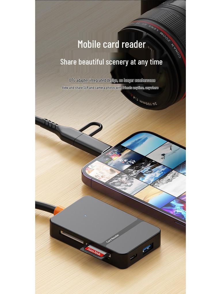 8-in-1 Lightning/Type-C Multifunction Dock & Card Reader for Mobile Phones