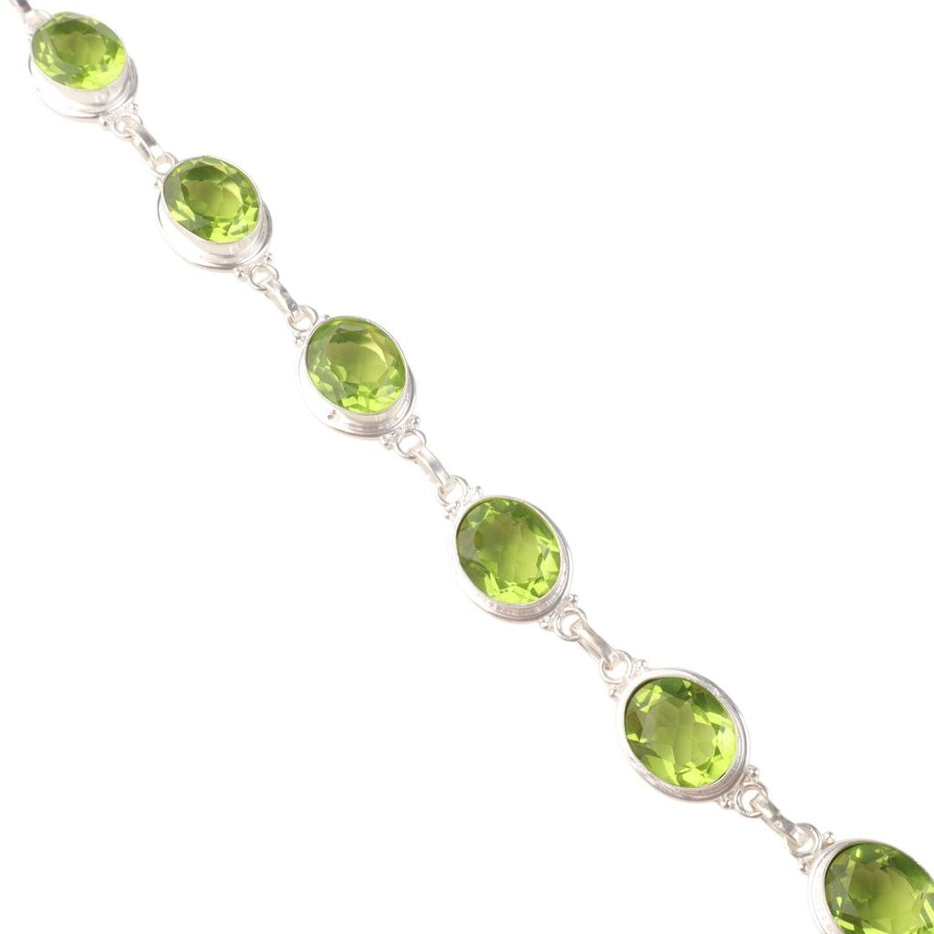 Peridot Gemstone 925 Sterling Silver Jewelry Handmade Bracelet 8.5" Gift For Mom RB-3-9
