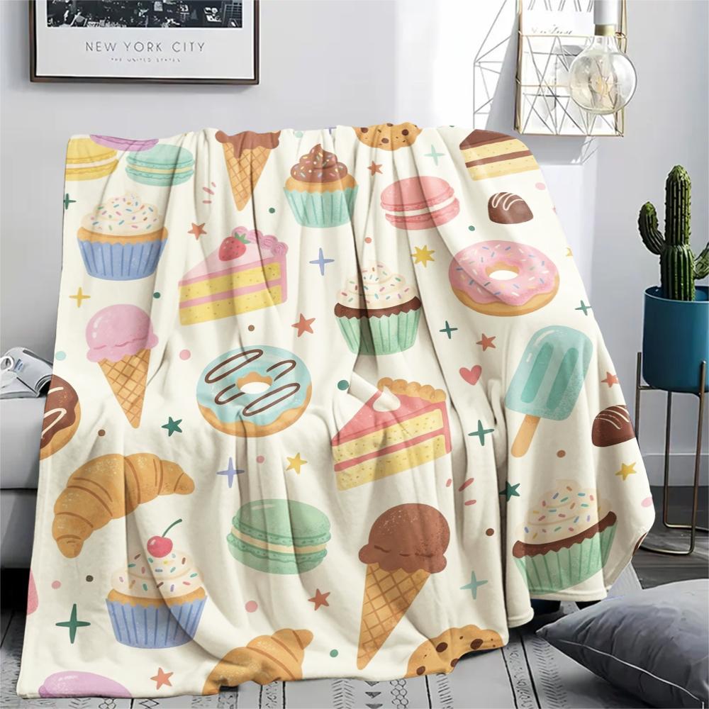 1Pc Cute Cartoon Print Flannel Blanket, High quality Comfortable for All Seasons, Home Decor, Warmth and Comfort, Perfect for Christmas Gifts W49