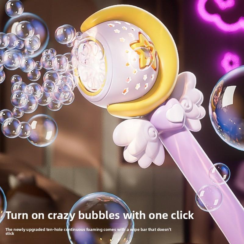 Childrens Moon Bubble Machine With Lightup Magic Wand For Girls Night Market Toy Play