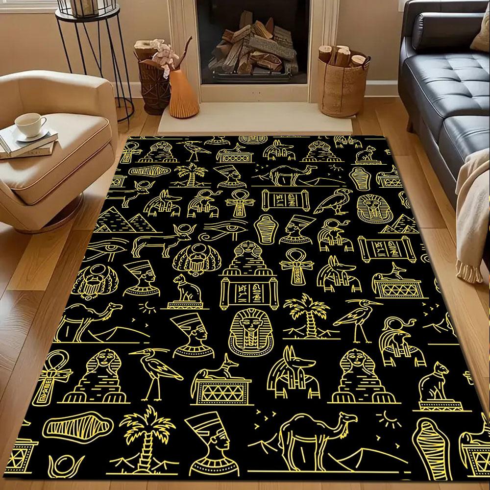 "Ancient Egyptian Themed Pattern Design" Patterned carpet, non slip mat suitable for living room and bedroom sofas