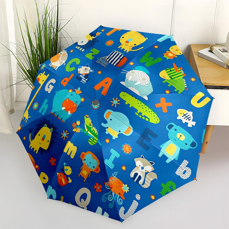 1pc Alphabet Zoo Adventure Umbrella with Plastic Handle,Suitable for All Seasons UmbrellaPT468