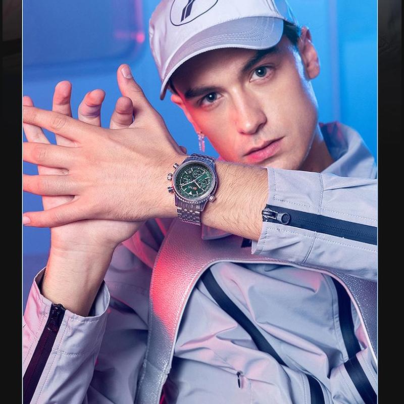 Men Watches Luxury Chronograph Date Waterproof Male Clock Steel Band Quartz Wristwatch