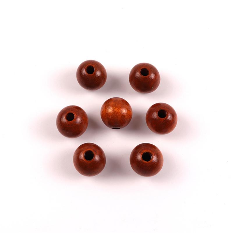 

100pcs 10mm Loose Wood Spacer Necklace Beads Random Color Round Big Hole Charm Beads Lot For Bracelet Findings Jewelry Making 10mm